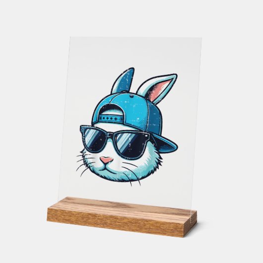 Easter Bunny Face Baseball Cap Sunglasses Rabbit B (Angle)