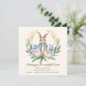 Easter bunny Floral Easter Greeting Card Kaart (Staand voorkant)