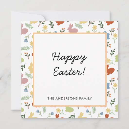 Easter Bunny Floral Pattern Wenskaart (Voorkant)