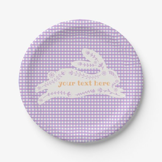 Easter Bunny Gingham Custom Papieren Bordje (Voorkant)