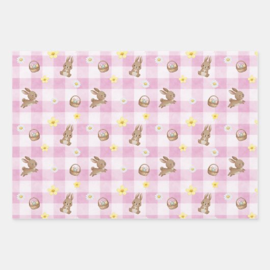 Easter Bunny Gingham Wrapping Paper Sheets (Voorkant 2)