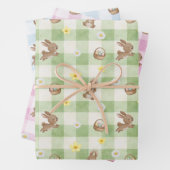 Easter Bunny Gingham Wrapping Paper Sheets (In situ)