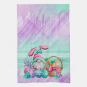 Easter Bunny Gnome With Basket Eggs Theedoek (Verticaal)