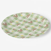 Easter Bunny Green Gingham Papieren Bordje (Gekanteld)