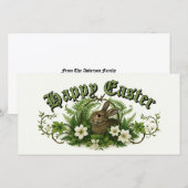 Easter Bunny In Floral Foliage Feestdagenkaart (Voorkant / Achterkant)