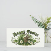 Easter Bunny In Floral Foliage Feestdagenkaart (Staand voorkant)