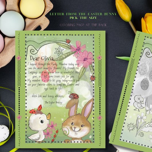 Easter Bunny Letter & Coloring Page - Funky Meadow