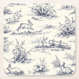 Easter Bunny Plates Vierkante Kartonnen Onderzetter