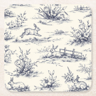 Easter Bunny Plates Vierkante Kartonnen Onderzetter