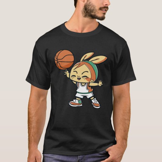 Easter Bunny Playing Basketball Basketball Easter T-shirt (Voorkant)