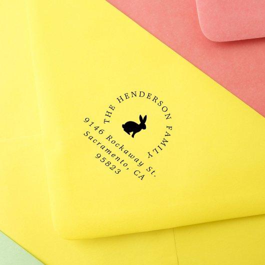 Easter Bunny Rabbit Elegant Typografie Adres Rubberstempel
