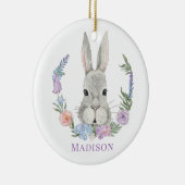 Easter Bunny Rabbit Waterverf Floral Keramisch Ornament (Rechts)