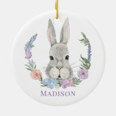 Easter Bunny Rabbit Waterverf Floral Keramisch Ornament (Achterkant)