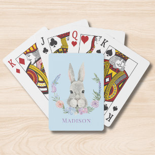 Easter Bunny Rabbit Waterverf Floral Pokerkaarten