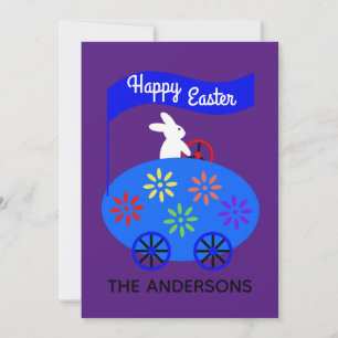 Easter Bunny Riding Oeuf Voiture #1 Carte de vacan