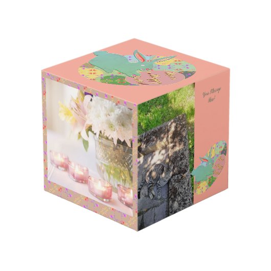 Easter Bunny Rose Eggs Photo Cube (Angle devant)