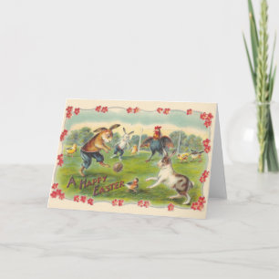 Easter Bunny Soccer Game Wenskaart Feestdagen Kaart