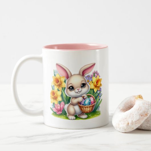 Easter Bunny  Tweekleurige Koffiemok (Met donut)