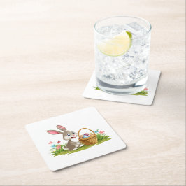 Easter bunny vierkante kartonnen onderzetter