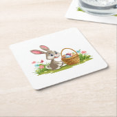 Easter bunny vierkante kartonnen onderzetter (Schuin)