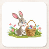 Easter bunny vierkante kartonnen onderzetter (Voorkant)