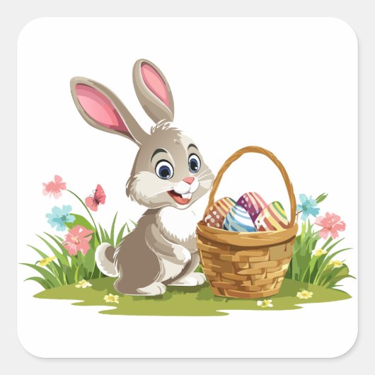 Easter bunny vierkante sticker (Voorkant)