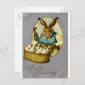 Easter Bunny Vintage Feestdagenkaart (Voorkant / Achterkant)