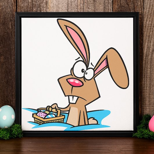 Easter Bunny With A Basket Poster