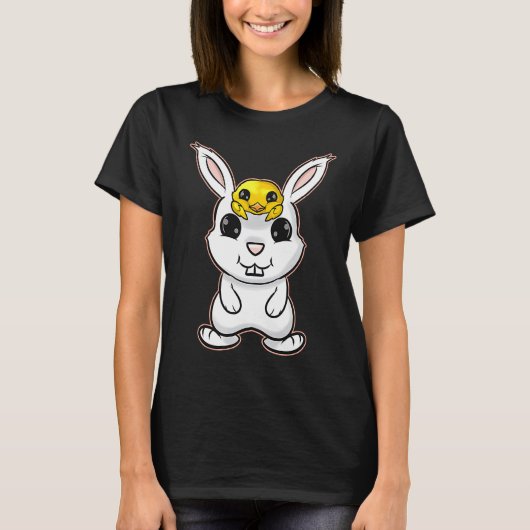 Easter Bunny With Cute Chick on Head On Easter T-shirt (Voorkant)