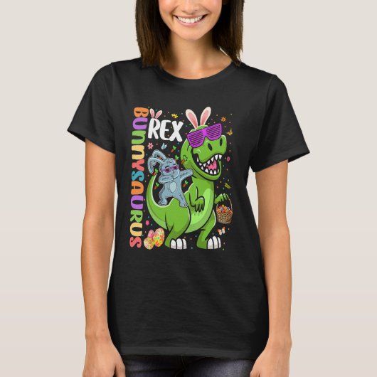 Easter Bunnysaurus T Rex Dino Dabbing Rabbit T-shirt (Voorkant)