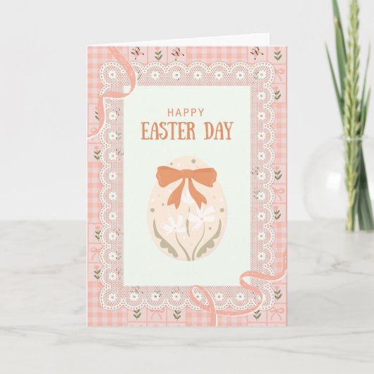 Easter Card with a lace and patterned fabric Kaart (Voorkant)