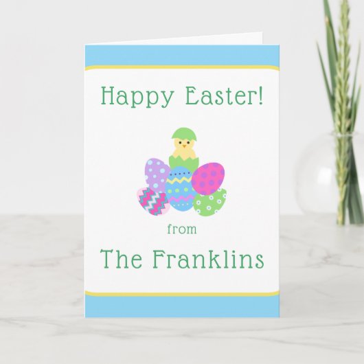 EASTER Chick Eggs and Bright Blue Greeting NAME (Devant)