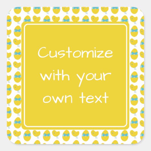 Easter Chicken and Egg Custom Text Vierkante Sticker (Voorkant)