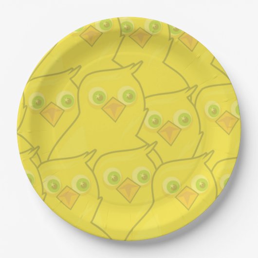 Easter Chickens Bright Yellow Cartoon Pattern Papieren Bordje (Voorkant)