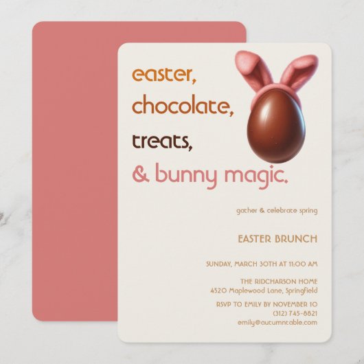 Easter Chocolate Egg Invitation Sweet Spring Party Kaart (Voorkant / Achterkant)