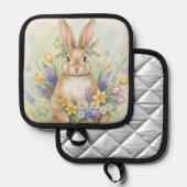 Easter cute bunny floral pot holder pannenlap (Voorkant / Achterkant)