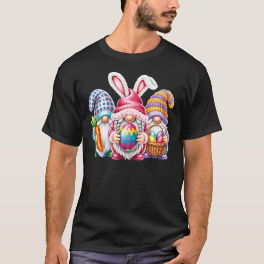 Easter Cute Gnomes Crew Bunny Ears Egg Hunt T-shirt (Voorkant)