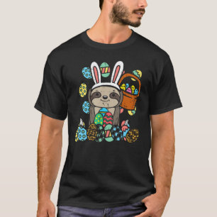 Easter Day Sloth Bunny Ears Eggs Basket Cute Men T-shirt