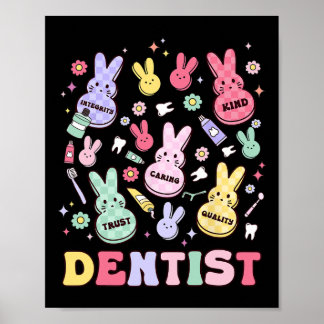 Easter Dentist Retro Rdh Dental Hygienist Squad Bu Poster