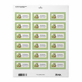 Easter Ducks Easter Egg & Flowers on Green Gingham Etiket (Full Sheet)