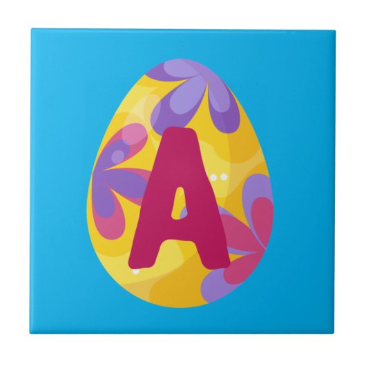 Easter Egg Alphabet Letter A Name Initiaal Team Tegeltje (Voorkant)