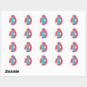 Easter Egg Alphabet Letter E Name Initiaal Team Ronde Sticker (Vel)
