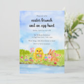 Easter Egg Brunch Chick Easter Bunny Party Kaart (Staand voorkant)