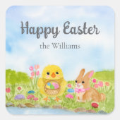  Easter Egg Brunch Chick Easter Bunny Party Vierkante Sticker (Voorkant)
