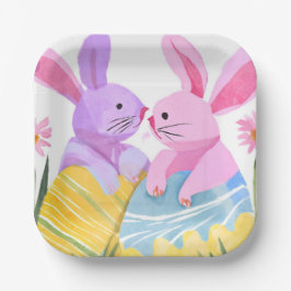 Easter Egg Bunnies | Pastel Watercolor Papieren Bordje