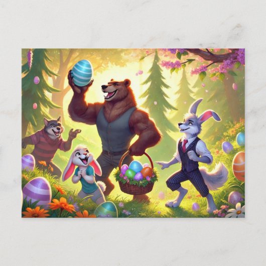 Easter Egg Celebration van Forest Friends Feestdagenkaart (Voorkant)