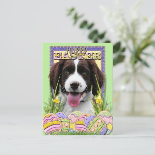 Easter Egg Cookies - Engelse Springer Spaniel Feestdagenkaart (Staand voorkant)
