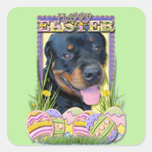 Easter Egg Cookies - Rottweiler - Harley Vierkante Sticker (Voorkant)