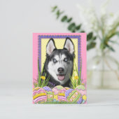 Easter Egg Cookies - Siberian Husky Feestdagenkaart (Staand voorkant)