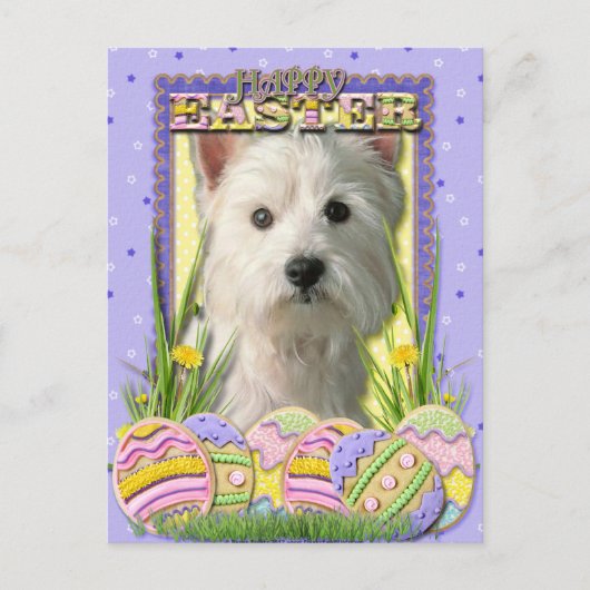 Easter Egg Cookies - West Highland Terrier Feestdagenkaart (Voorkant)